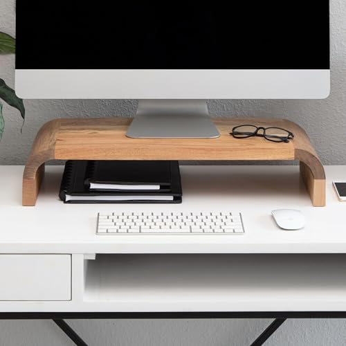 Anji Mountain Wood Monitor Stand Riser Desk Desktop Organizer Table for Home, Office Workspace, Laptop Riser, Ergonomic Design Stand for Gaming Setup, Mango - color: Natural, size: Basic Stand Without USB Ports