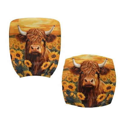 Highland Cow Office Chair Covers Stretchable Desk Accessories Universal Split Rotating Swivel Chair Slipcover Protector Computer Office Chair Seat Cover 2 Piece Office Gifts for Women Men - color: Highland Cow