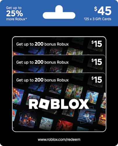 Roblox Physical Gift Cards (Multipack of 3 x $15) [Includes Free Virtual Item] [Redeem Worldwide] - $45