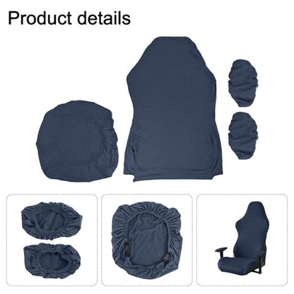 Stretch Gaming Chair Cover, Soft and Comfortable, Dust Protection, Modern Design, for Office Computer Racing Seat(Dark Blue) - color: Dark Blue