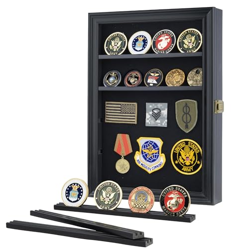 11.5 X 16 Pin Display Case Medal Shadow Box with 98% UV Protection for Military Medals, Beach Tags, Jewelry Pins, Pin Gift, Insignia Ribbons Memorabilia (Black Finish) - color: Small - Black Finish
