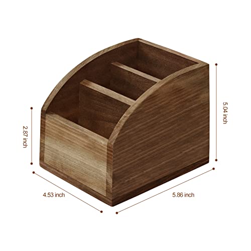 OKSQW Rustic Vintage Wooden Desk Organizer Farmhouse Wood Remote Control Caddy, 3 Slot Tabletop Desktop Office Supply Storage Rack Desktop TV Remote Control Holder Home Decor Office Supplies Storage - color: Light Brown-S