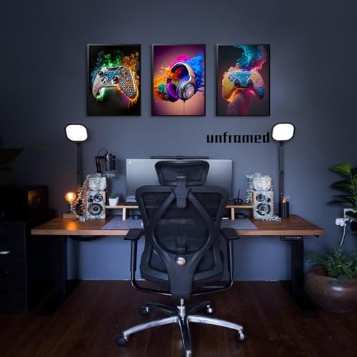 Gaming Room Canvas Wall Art Set of 3, Game Posters Wall Decor, Gamer Paintings Picture Print for Boys Room Kids Game Room Bedroom Boys Home Decoration 12x16 In Unframed - color: Colorful Game Posters, size: 16L" x 12W"