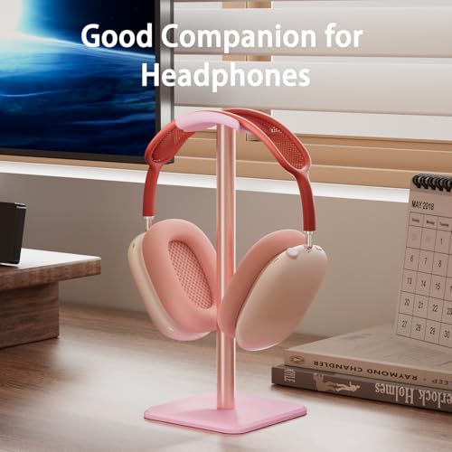 Headphone Stand - Headset Stand with Aluminum Hanger, Headphone Holder for AirPods Max, Sony, Bose, Beats and More (Pink) - color: Pink