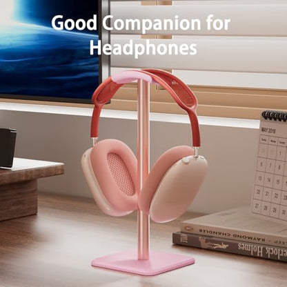 Headphone Stand - Headset Stand with Aluminum Hanger, Headphone Holder for AirPods Max, Sony, Bose, Beats and More (Pink) - color: Pink