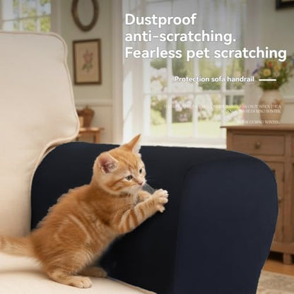 1 Pair Stretch Couch Arm Cove-r, Sofa Armrest Cove-r, Elastic Ant-i-Slip Couch Protec-t Slipcovers for Recliner Armchair