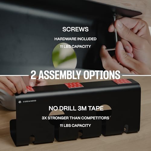 No-Drill Under Desk Cable Management Tray - 2-Pack Wire & Cord Organizer - Standing Desk Cable Management - Power Strip Holder - M - size: Medium