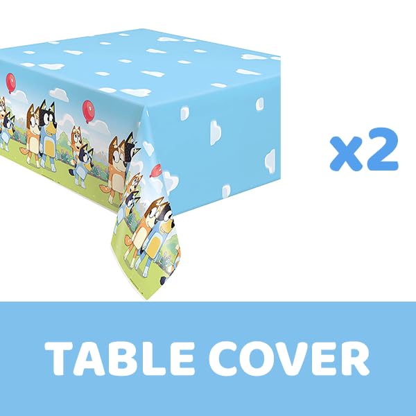 Unique Bluey Birthday Decorations - Table Covers (2 Pack) and Sticker