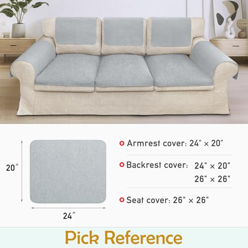 Couch Arm Covers, Waterproof Armrest Cover for Sofa, Loveseat, Armchair, Non-Slip Recliner Arm Cover, Sofa Arm Covers, Headrest Cover, Arm Chair Covers Set of 2 (Silver, 24"×20") - color: Silver, size: 24" x 20" - 2 pcs