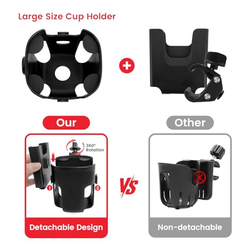 Stroller Cup Holder with Phone Holder - [Upgraded Anti-Slip Grips] Walker Cup Holder, Wheelchair, Stroller Accessories, 2-in-1 Cup Phone Holder for Stroller, Bike, Wheelchair, Walker, Scooter - Black - color: Black-1
