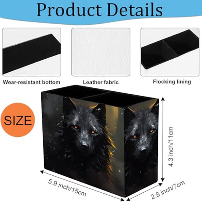 Pen Holder and Anti-Slip Mouse Pad Combination, Makeup Brush Storage Box, Tableware Storage Box, Suitable for Office and Home - Black Wolf - color: Black Wolf