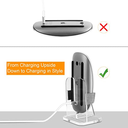 Acrylic Stand Base Compatible with Apple Magic Mouse 1 & 2 | Vertical Mount Holder for Charging Magic Mouse, Sturdy Acrylic Storage Organizer, Cable Not Included, Clear Stand Only - style: vertical style