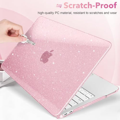 May Chen Compatible with MacBook Neo 13 inch Case 2026 Model A3404, Plastic Hard Shell,Keyboard Cover,Screen Protector,Dust Plug, for MacBook Neo 13" with A18 Pro Chip, Glitter Pink - color: Glitter Pink