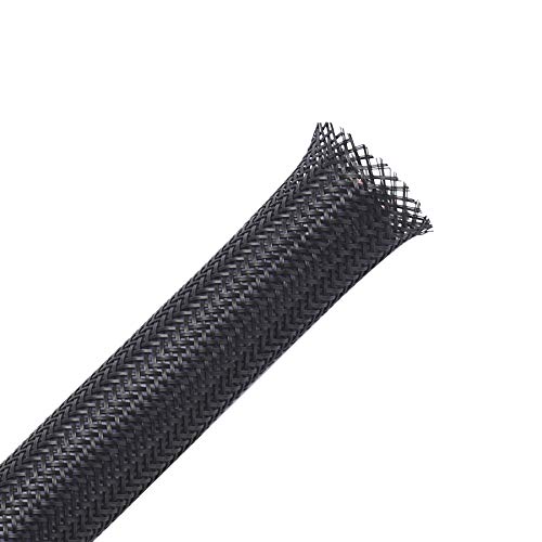 25ft - 1/2 inch PET Expandable Braided Sleeving – Black – Alex Tech Braided Cable Sleeve - color: Black, size: 1/2"-25ft