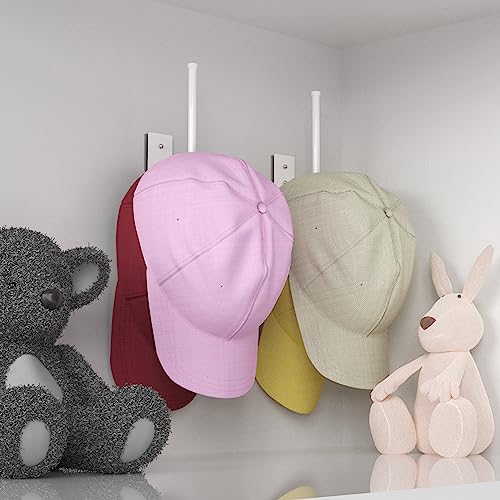 Durmmur 2 Pack Hat Racks for Baseball Caps, Stainless Steel Hat Organizer for Baseball Cap, Hat Holder Storage Organizer, Hat Hanger Strong Adhesive/Wall Drilled for Door, Bedroom, Closet(White 6 in) - color: White, size: 2 Pack 6 in