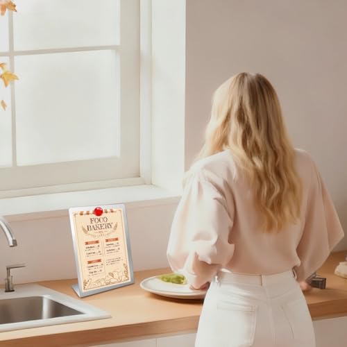 2 Pcs Magnetic Bulletin Board with Stand Metal Tabletop Memo Board Magnet Menu Easel Board Stainless Steel Display Stand for Office Home Kitchen School 10.4 x 6 in