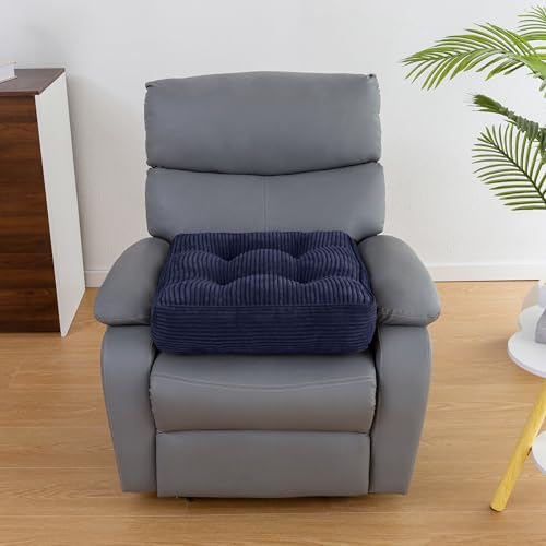 HIGOGOGO Tufted Corduroy Recliner Seat Cushion for Elderly, 20x20x5 Inch Large Square Seat Cushion for Recliner Chair, Floor Pillow, Office Chair, Car, No Pressure on Thighs, Navy - color: Navy, size: 20x20x5