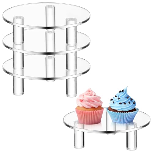 3 Pcs Acrylic Risers Round 5″ Clear Display Stands Small Cake Candle Plant Jewelry Rings Earrings Figurines Stand for Centerpieces Decor Collectibles Table Organizer - size: 5”