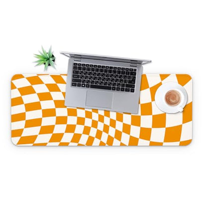 MAY FLOWER Gaming Mouse pad, Large Laptop Mousepad, Full Keyboard Mat, Long Computer Mouse Mat for Home and Office, Anti-Slip Rubber Base, 31.5 x 11.8 Inches (Checkered) - color: Checkered