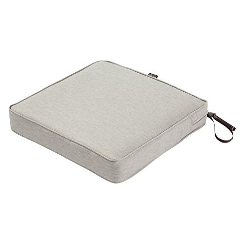 Classic Accessories Montlake Water-Resistant 21 x 21 x 3 Inch Square Outdoor Seat Cushion, Patio Furniture Chair Cushion, Heather Grey, Outdoor Cushion Cover - color: Heather Grey, size: 21"W x 21"D x 3"Thick