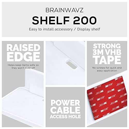 BRAINWAVZ 6.7" Adhesive Floating Wall Shelf for Small Speakers, Deco, Plants, Baby Monitors, Toys, Bathroom, Kitchen & More, Easy to Install, No Screws & Mess, 6.7” x 4.1 (SHELF200-White) - color: White