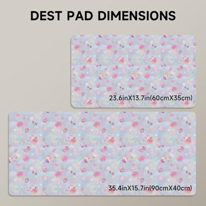 AUPET PU Leather Desk Pad Protector Blotter, Animal 35 x 17in Large Mouse Pad,Cute Office Desk Mat,Waterproof Non-Slip Desk Writing Drawing Pad for Office Home Game (Cute Pastel Cat) - color: Cute Pastel Cat