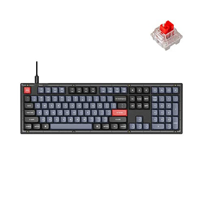 Keychron V6 Wired Custom Mechanical Keyboard, Full-Size QMK/VIA Programmable Macro with Hot-swappable Keychron K Pro Red Switch Compatible with Mac Windows Linux (Frosted Black-Translucent) - color: Hot-swap Keychron K Pro Red Switch