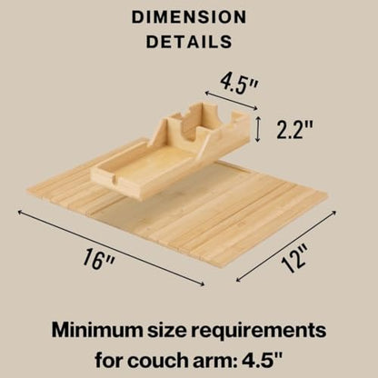 Couch Cup Holder Tray - Portable Sofa Arm Tray Table - Anti-Spill Armchair Caddy Couch Arm Table Snack Organizer with Removable Tray - Remote Control Holder Perfect for Cups, Snacks, Phone
