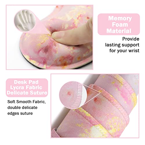 4-in-1 Large Gaming Mouse Pad, Keyboard Wrist Rest Pad & Wrist Support Mousepad Set, Extended Desk Pad Waterproof Desk Mat for Home Office Study Game-Pink Gold Marble - color: Pink Gold Marble-2