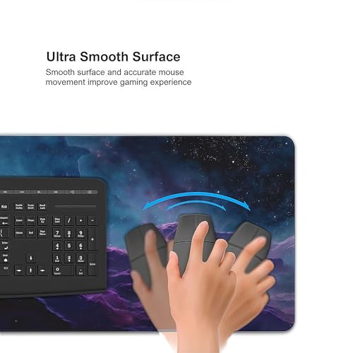 Large Gaming Mouse Pad with Purple Cloud Design, 35.4x15.7 Inch Extended Desk Mat, Soft Cloth Surface with Anti-Slip Rubber Base for Keyboard and Mouse - color: Purple Clouds