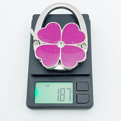 ROFLYER Four Leaf Clover Design Foldable Handbag Hanger Folding Purse Table Hook Holder (Purple) - color: Purple