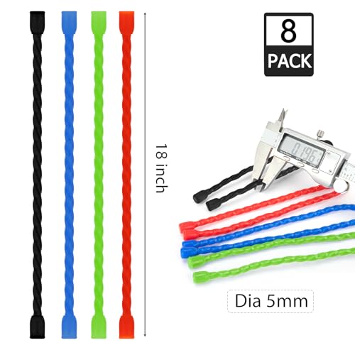 8PCS Silicone Twist Ties 18-Inch Reusable Cable Ties Steel-Core Straps Organizer All Purpose Bendable Cord Tie for Indoor Outdoor Bundling Holding Securing and Wrapping Cables (4 Colors) - size: 18-Inch (8PCS)