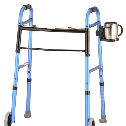 NOVA Adjustable Cup Holder for Walkers, Rollators & Wheelchairs – Folding Drink Holder Fits 3/4”, 7/8” & 1” Tubes, Holds 2.25”–3.75” Cups, Durable, Easy Install - size: 1 Count (Pack of 1)