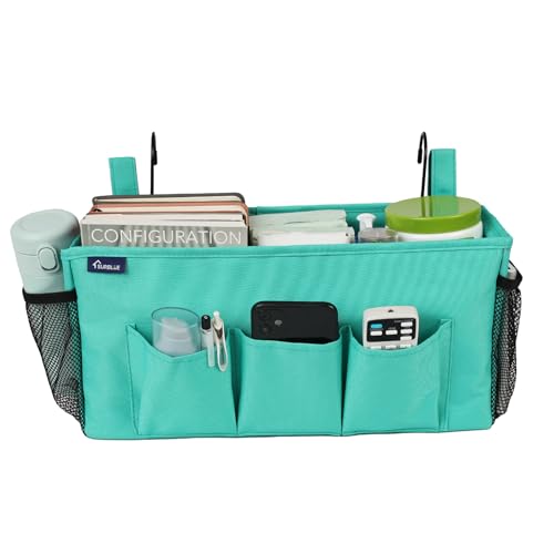 Surblue Bedside Organizer Caddy Hanging Storage Bag with Adjustable Straps and Water Bottle Holder for Home, College Dorm, Bunk Bed, Hospital Bed, Green - color: Green