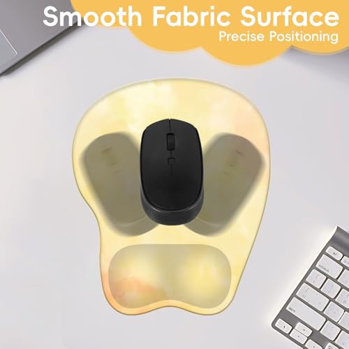 Mouse Pad with Wrist Rest Ergonomic Mouse Pad with Comfortable M-Shape Pain Relief Wrist Support Non-Slip PU Base Mousepad for Laptop, Office & Home (Lemon Yellow) - color: Lemon Yellow