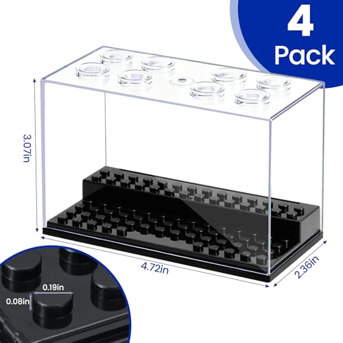 Small-Sized Acrylic Display Case, Clear Dustproof Storage Box, 4 Pack Building Block Display Boxes for Collectibles, Suitable for Showcasing Collectibles - size: 4 Pack
