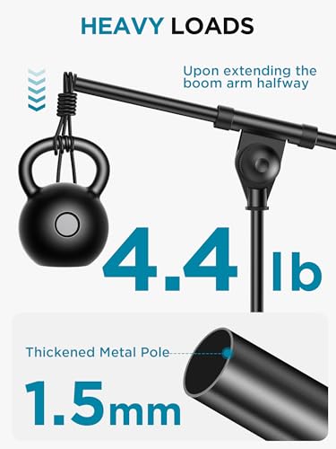 InnoGear Adjustable Desk Microphone Stand, Weighted Base with Soft Grip Twist Clutch, Boom Arm, 3/8/'' and 5/8/'' Threaded Mounts for Blue Yeti and Blue Snowball, Kick Drums, Guitar Amps, Black - size: Medium