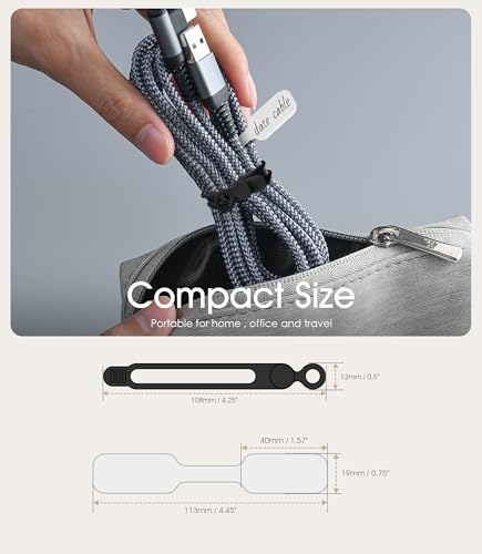 32Pcs Nearockle Cable Labels and Silicone Cable Ties Cable Management Set, Reusable 16 Cable Ties+16 Cord Labels for Electronics, Travel Home Office Desk Wire Organization (Black) - color: Black