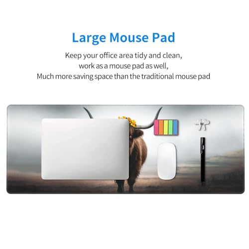 Highland Cow Gaming Mouse Pad, Large Non-Slip Rubber Base Mousepad XL 31.5x11.8in, Keyboard Mouse Mat, Desk Pad with Stitched Edges for Gamer Home&Office - color: 13