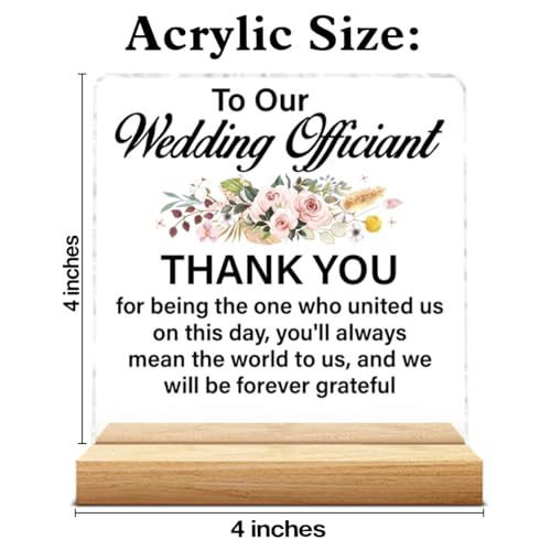 Officiant Gifts for Women, Thank You Appreciation Gifts for Wedding Officiant Floral Clear Acrylic Desk Decorative Sign Decor - color: D-Officiant