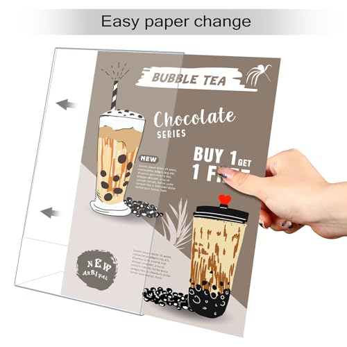 Qilery 4 Pcs Acrylic Sign Holder Clear Display Stand Frame Table Top Slant Back Plastic Sign Holder Flyer Document for Menu Workers Teachers Office School Desktop (11 x 17 Inch) - size: 11 x 17 Inch