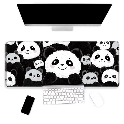 Large Mouse Pad, Big Gaming Mousepad, Desk Mat for Desktop, Thick Non-Slip Waterproof Rubber Base, Mouse Pads for Office, Computer, Keyboard, Laptop 31.5x11.8 in, Cute Panda - color: Cute panda, size: 31.5" x 11.8"