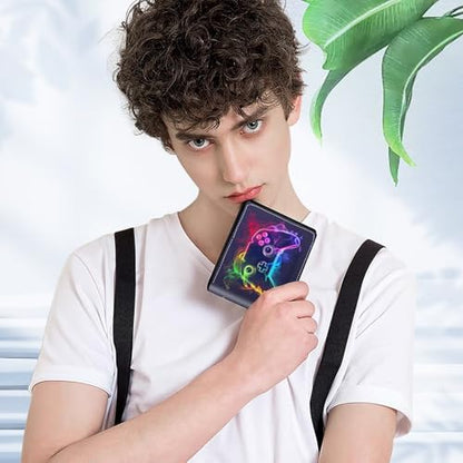 EXXBYELI Kids Wallet for Boys,Cool Boys Gaming Wallet for Kids Ages 5-7 8-12 11-15 with Credit Id Card Cash Holder Black Rfid Blocking Zipper For Teen Youth Guys Teenager Birthday Gifts Ideas - color: game-Yellow green blue purple