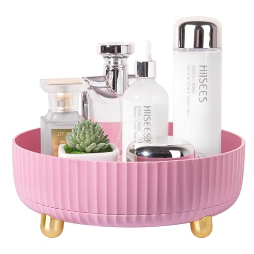 Anyoifax Makeup Perfume Organizer Tray 360 Degree Rotating Lazy Susan Skincare Lotion Organizer Spinning Cosmetics Storage for Dresser, Vanity, Bathroom Countertop, Small Pink - color: Pink, size: 9 "