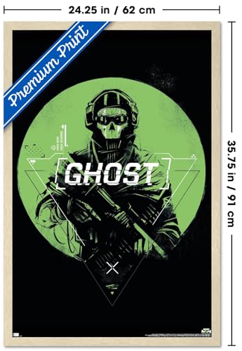 Call of Duty: Modern Warfare 2 - Ghost Emblem Wall Poster, 34L" x 22.4W", Blonde Framed Version - color: Blonde Framed Version, size: 34"L x 22.4"W