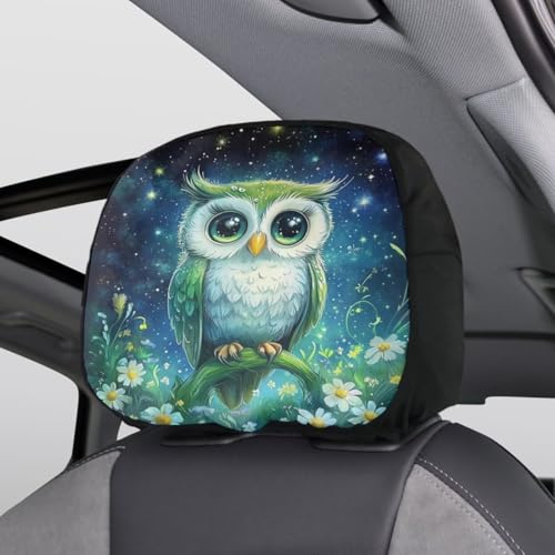 Galaxy Night Owl 2 Pcs Car Seat Headrest Cover Soft Stretchy Cars Seat Headrest Cover Universal Head Rest Protector Covering for Suv Truck Vehicles,Easy to Install Non-Slip Headrest Protector - color: Galaxy Night Owl