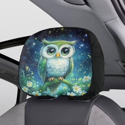 Galaxy Night Owl 2 Pcs Car Seat Headrest Cover Soft Stretchy Cars Seat Headrest Cover Universal Head Rest Protector Covering for Suv Truck Vehicles,Easy to Install Non-Slip Headrest Protector - color: Galaxy Night Owl