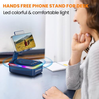 JTEMAN Gifts for Men Women,Cell Phone Stand with Bluetooth Speaker,LED Light,and Lanyard,Cool Tech Gadgets,Unique Birthday Gifts for Men Husband Mom Dad-Blue - color: Blue