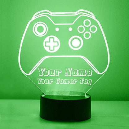 Personalized Gaming LED Sign Night Light Lamp with Remote, Custom Text, Acrylic Display with 16 Colors & 4 Modes, Battery or USB Power, Made in the USA (Controller 2) - style: XB