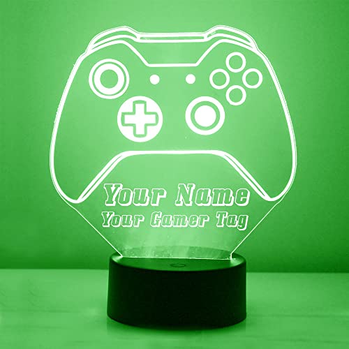Personalized Gaming LED Sign Night Light Lamp with Remote, Custom Text, Acrylic Display with 16 Colors & 4 Modes, Battery or USB Power, Made in the USA (Controller 2) - style: XB